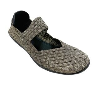 NIB Bernie Mev Cuddly Bronze Woven Mary Jane Balle‎ Flats Sz 39 US 8 Memory Foam